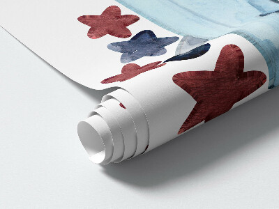 Muur stickers 80x99 Twee vliegtuigen in pastelkleurige aquarelwolken