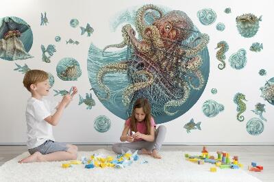 Muur stickers 80x93 De sprookjesachtige zeewereld van octopussen en schepen