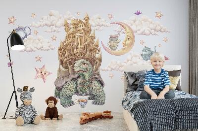 Muur stickers 80x103 Dieren in een pasteltekeningesthetiek