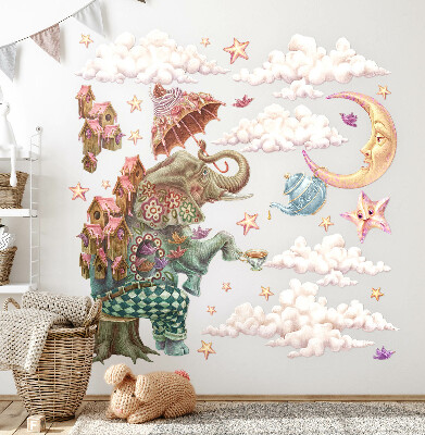 Muur stickers 80x111 Een magisch dierenland in een pasteltekening