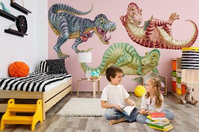 Muur stickers 80x121 Kleurrijke dinosaurussen in pastelstijl