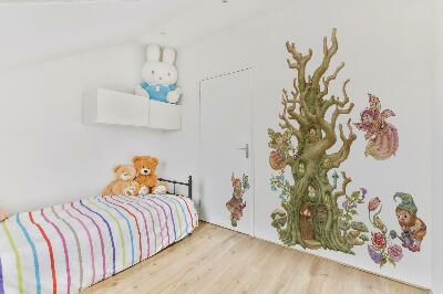 Muur stickers 80x106 Bosfeeënwezens en pastelkleurig huis