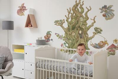 Muur stickers 80x106 Boswezens en pastelkleurige boomhutten