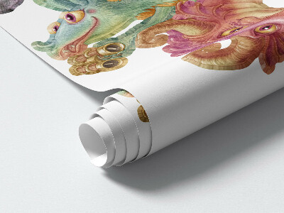 Muur stickers 80x107 Sprookjesachtige draken in pasteltinten