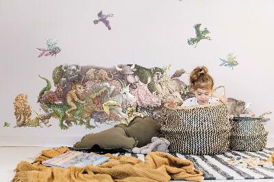 Muur stickers 80x138 Magische dieren in pasteltekeningen