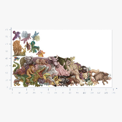 Muur stickers 80x138 Magische dieren in pasteltekeningen