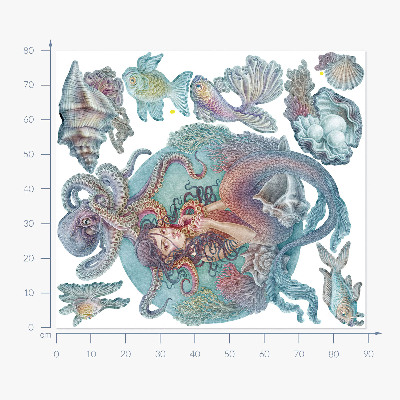 Muur stickers 80x89 Een zeemeermin in pastelstijl