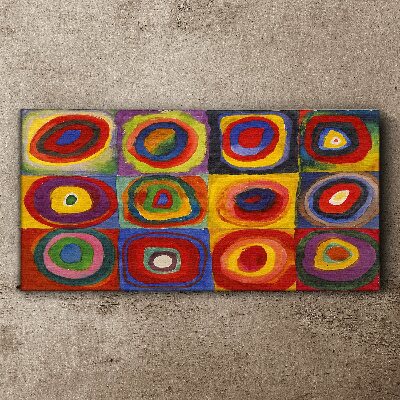 Schilderij op doek Color Studio: Vierkanten met concentrische cirkels Kandinsky