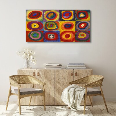 Schilderij op doek Color Studio: Vierkanten met concentrische cirkels Kandinsky