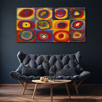 Schilderij op doek Color Studio: Vierkanten met concentrische cirkels Kandinsky