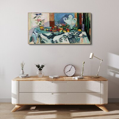 Schilderij op doek Stilleven met fruit en een vaas