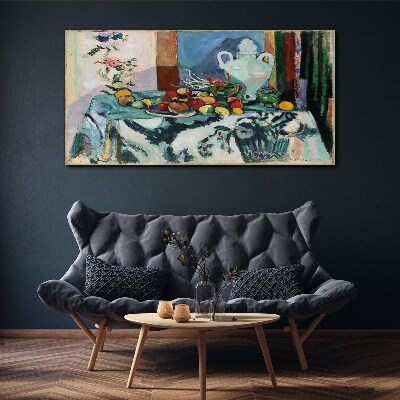 Schilderij op doek Stilleven met fruit en een vaas