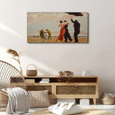 Foto op canvas Romantische wandeling op het strand