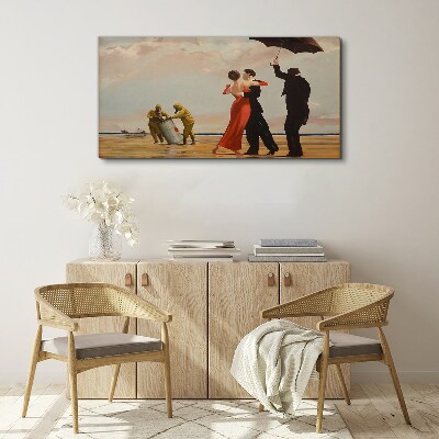 Foto op canvas Romantische wandeling op het strand