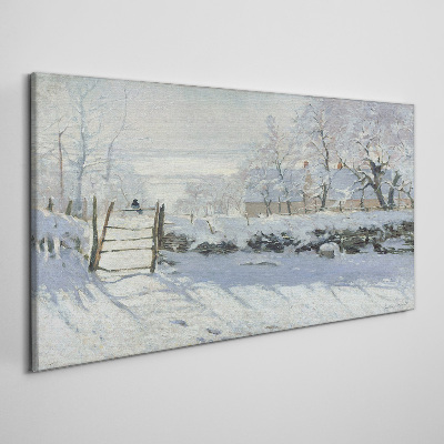 Schilderij op doek Winterlandschap met een poort