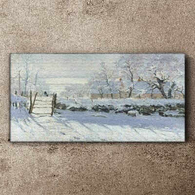 Schilderij op doek Winterlandschap met een poort