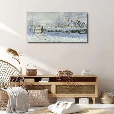 Schilderij op doek Winterlandschap met een poort