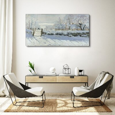 Schilderij op doek Winterlandschap met een poort