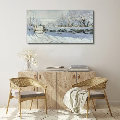 Schilderij op doek Winterlandschap met een poort