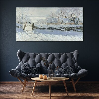 Schilderij op doek Winterlandschap met een poort