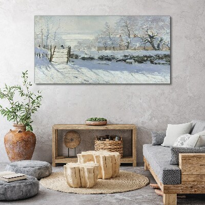 Schilderij op doek Winterlandschap met een poort