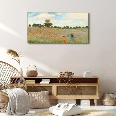 Schilderij op doek Velden met klaprozen in de zomerzon