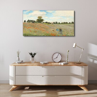 Schilderij op doek Velden met klaprozen in de zomerzon