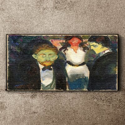 Schilderij op doek Groene gezichten in het nachtelijke landschap