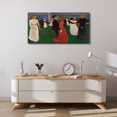 Foto op canvas Dansende figuren op een groene achtergrond