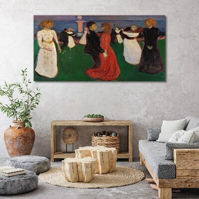 Foto op canvas Dansende figuren op een groene achtergrond