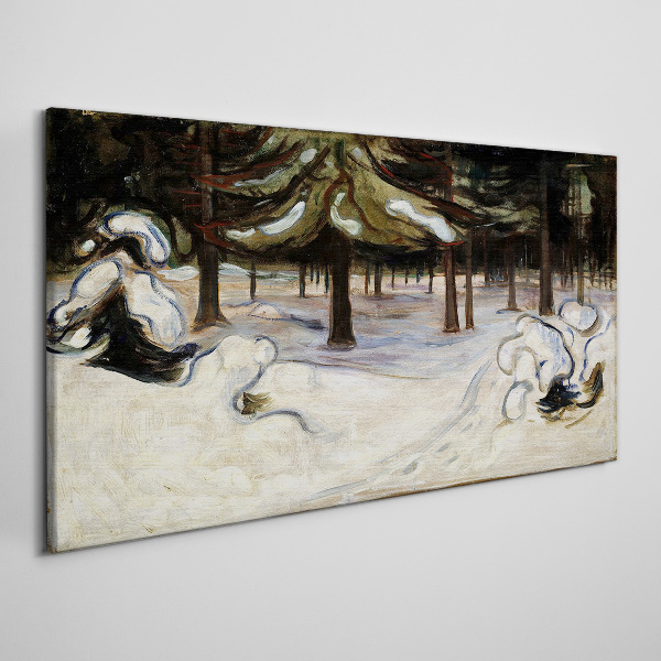 Schilderij op doek Winterlandschap met bomen