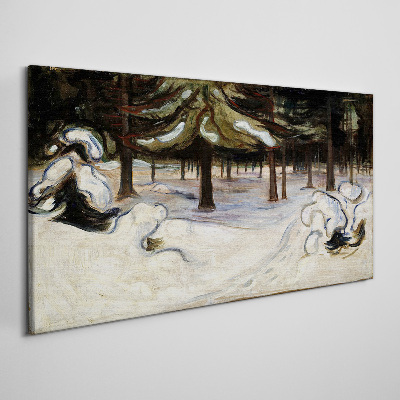 Schilderij op doek Winterlandschap met bomen