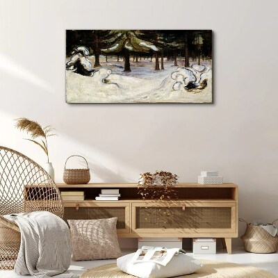 Schilderij op doek Winterlandschap met bomen