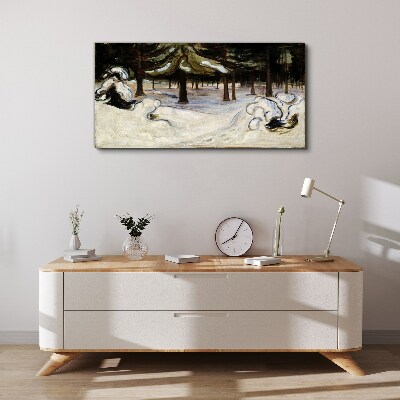 Schilderij op doek Winterlandschap met bomen