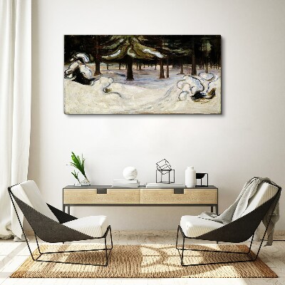 Schilderij op doek Winterlandschap met bomen