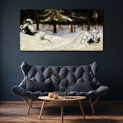 Schilderij op doek Winterlandschap met bomen