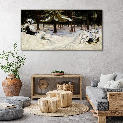 Schilderij op doek Winterlandschap met bomen