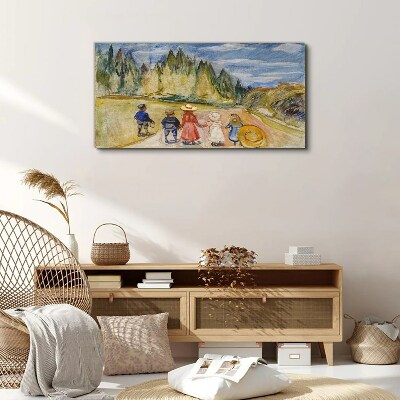 Canvas schilderij Een wandeling tussen de bomen