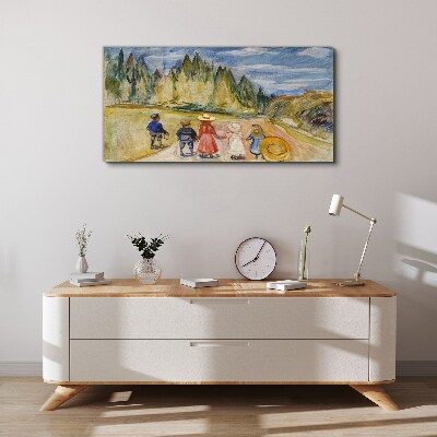 Canvas schilderij Een wandeling tussen de bomen