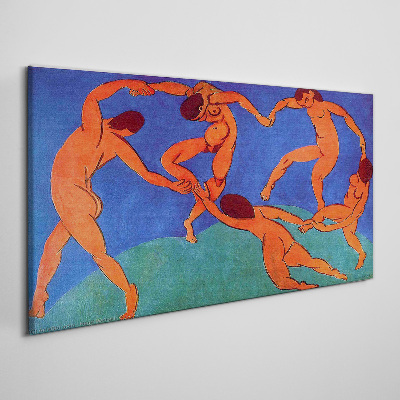 Canvas schilderij Dansende figuren op een blauwe achtergrond