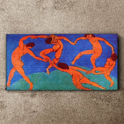 Canvas schilderij Dansende figuren op een blauwe achtergrond