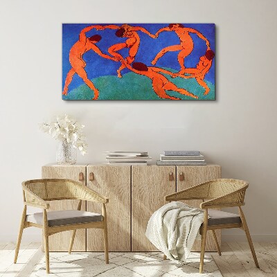 Canvas schilderij Dansende figuren op een blauwe achtergrond