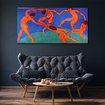 Canvas schilderij Dansende figuren op een blauwe achtergrond