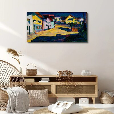 Canvas schilderij Kleurrijk landelijk landschap 's nachts