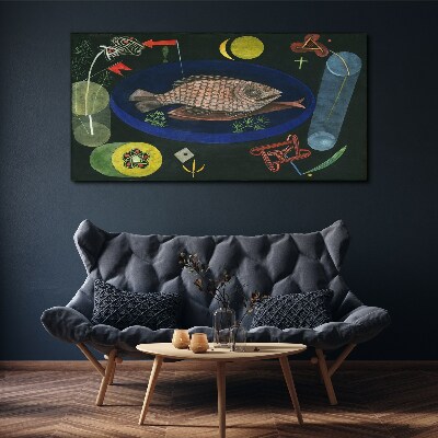 Schilderij op doek Vis in een blauwe kom