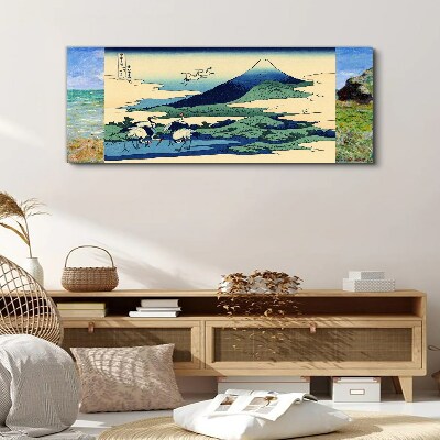 Schilderij op doek Kranen bij een berg