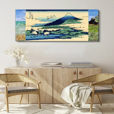 Schilderij op doek Kranen bij een berg