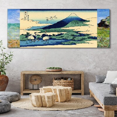 Schilderij op doek Kranen bij een berg