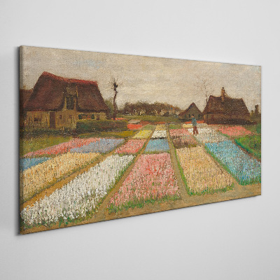 Canvas schilderij Lente tulpenvelden