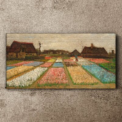 Canvas schilderij Lente tulpenvelden